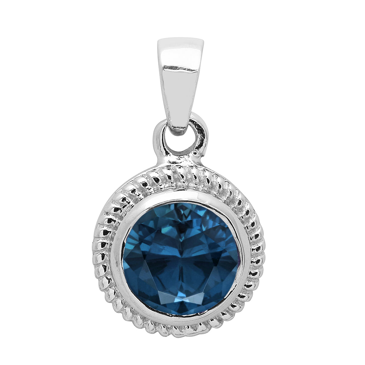 Multi Stone Round Amethyst Solitaire Pendant - Sterling Silver