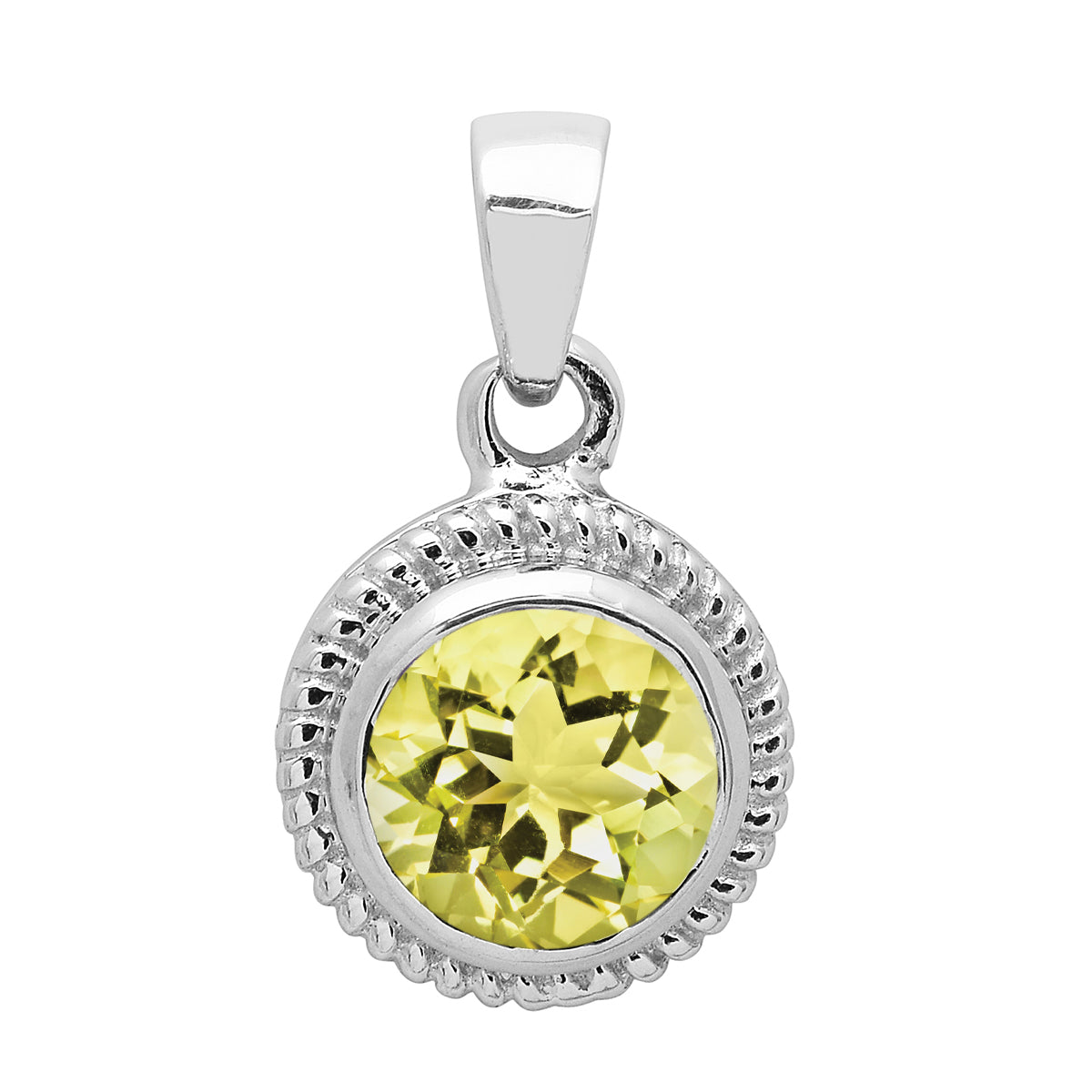 Multi Stone Round Amethyst Solitaire Pendant - Sterling Silver