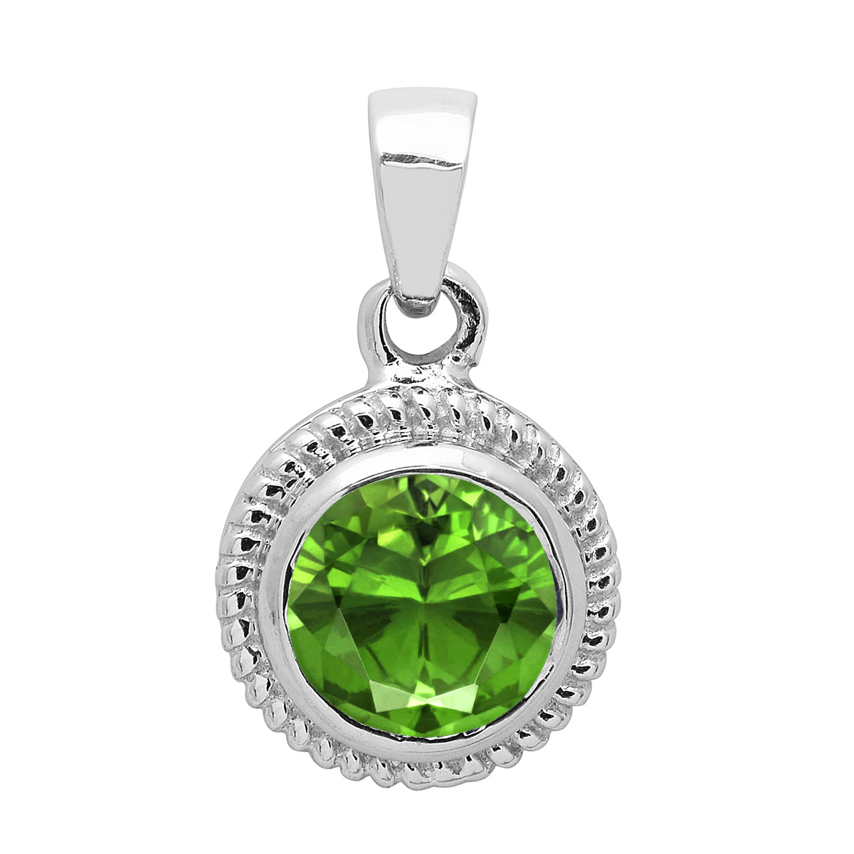Multi Stone Round Amethyst Solitaire Pendant - Sterling Silver