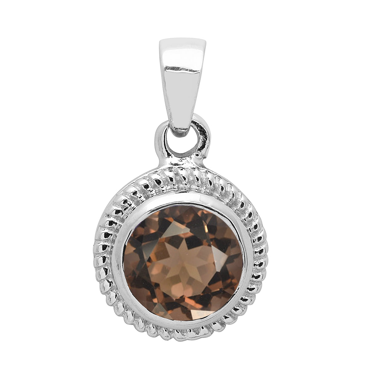 Multi Stone Round Amethyst Solitaire Pendant - Sterling Silver