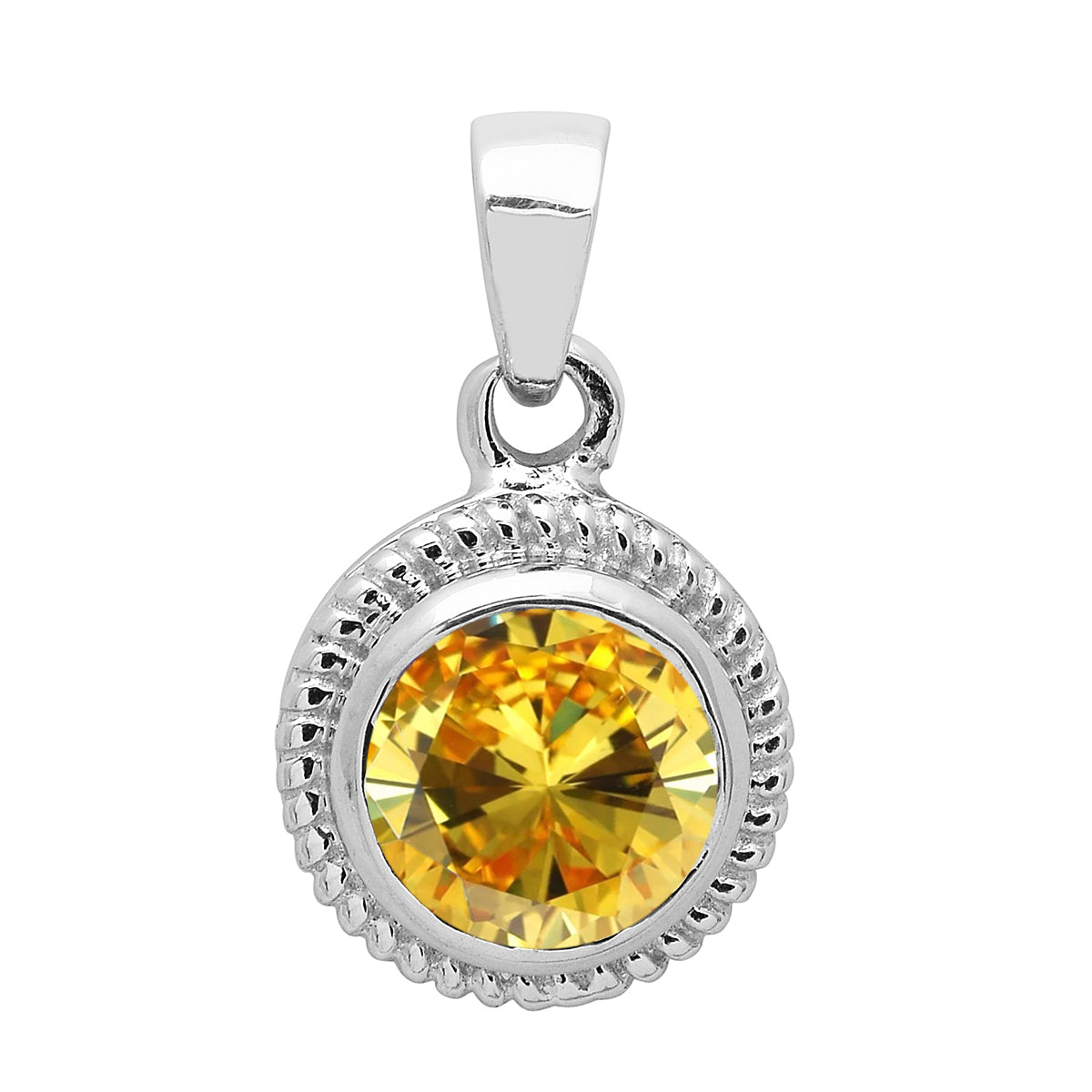 Multi Stone Round Amethyst Solitaire Pendant - Sterling Silver