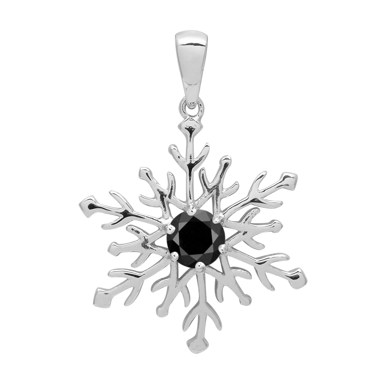 Multi Stone Round Snowflake Pendant - Sterling Silver