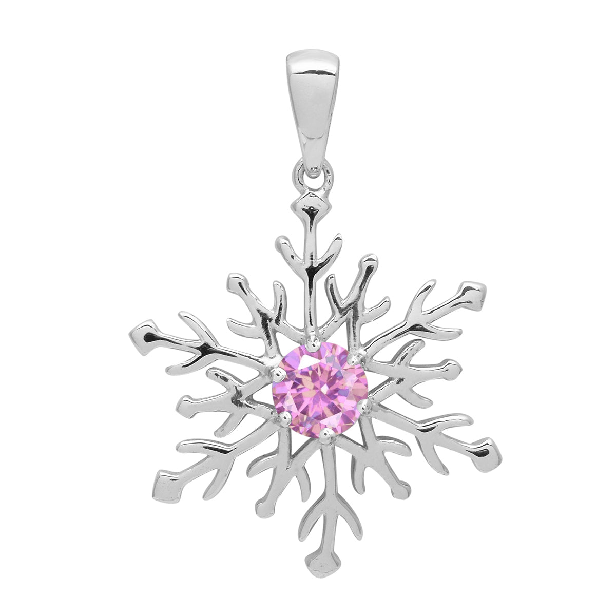 Multi Stone Round Snowflake Pendant - Sterling Silver