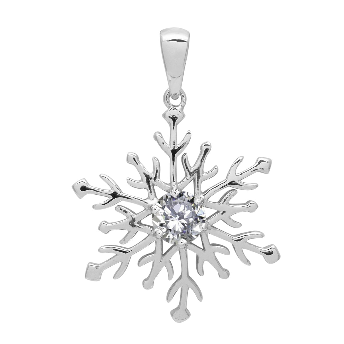 Multi Stone Round Snowflake Pendant - Sterling Silver