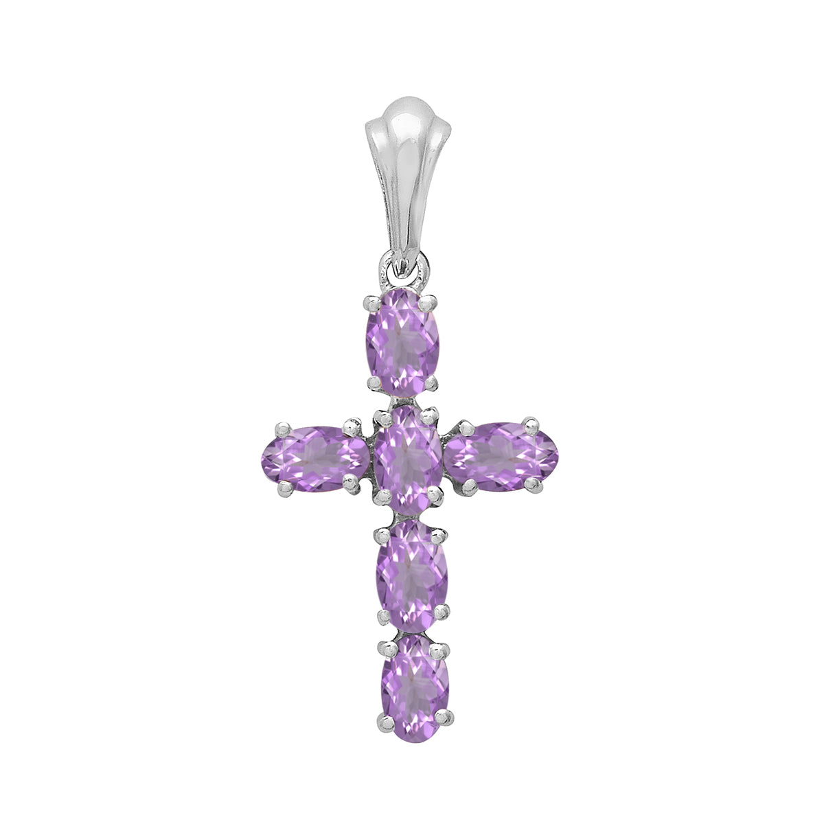 Multi Stone Religious Cross Pendant -Sterling Silver