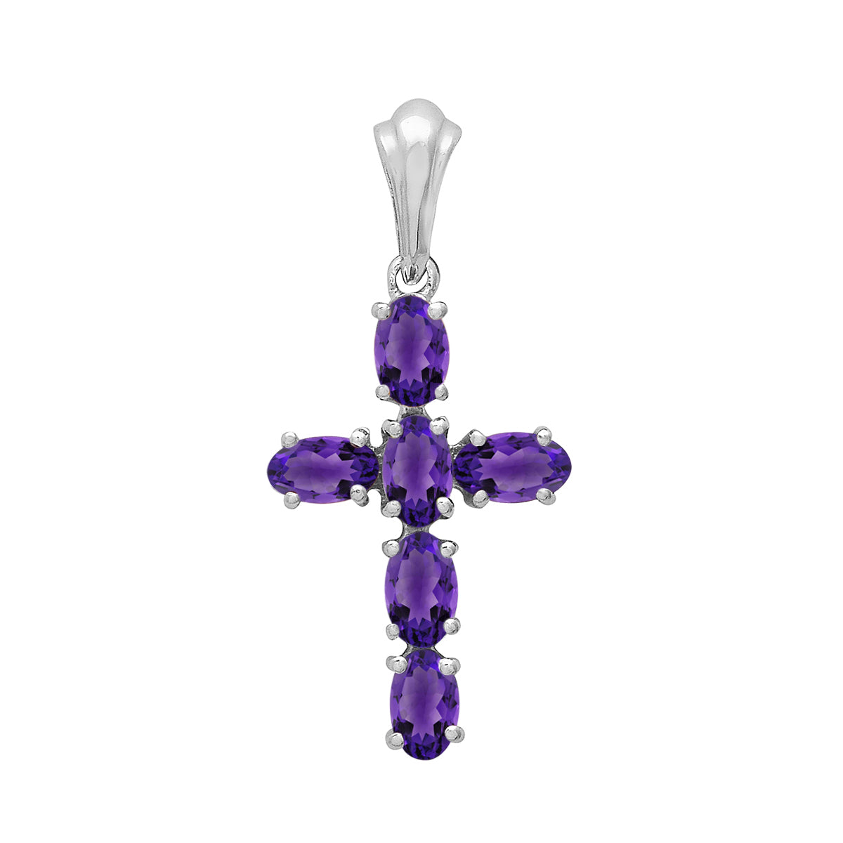 Multi Stone Religious Cross Pendant -Sterling Silver