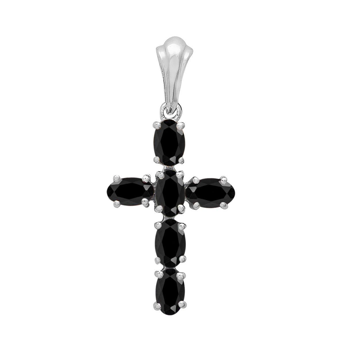 Multi Stone Religious Cross Pendant -Sterling Silver