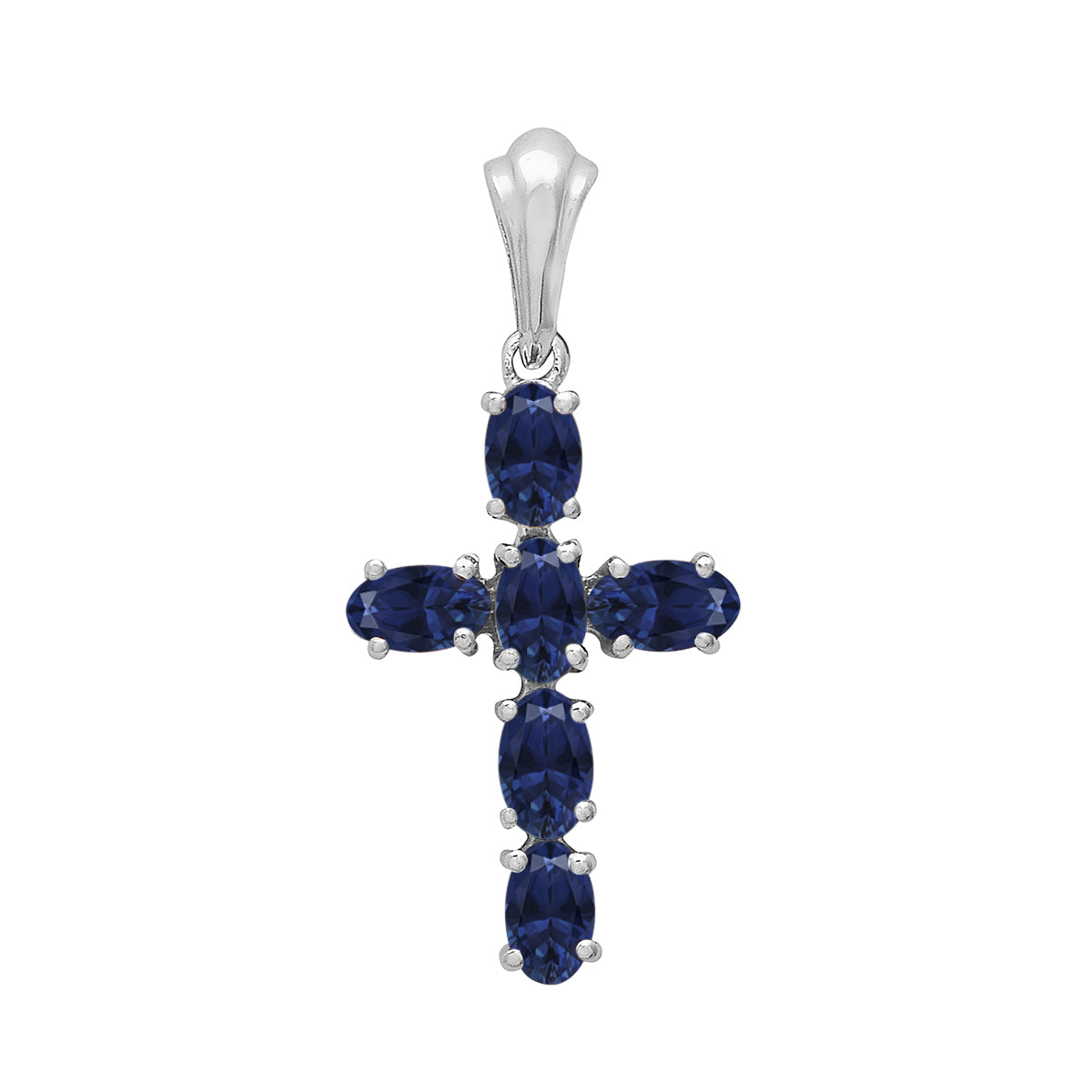Multi Stone Religious Cross Pendant -Sterling Silver
