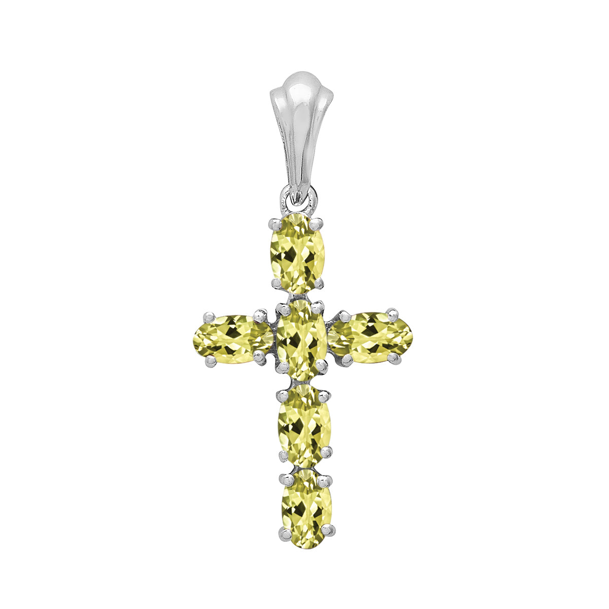 Multi Stone Religious Cross Pendant -Sterling Silver