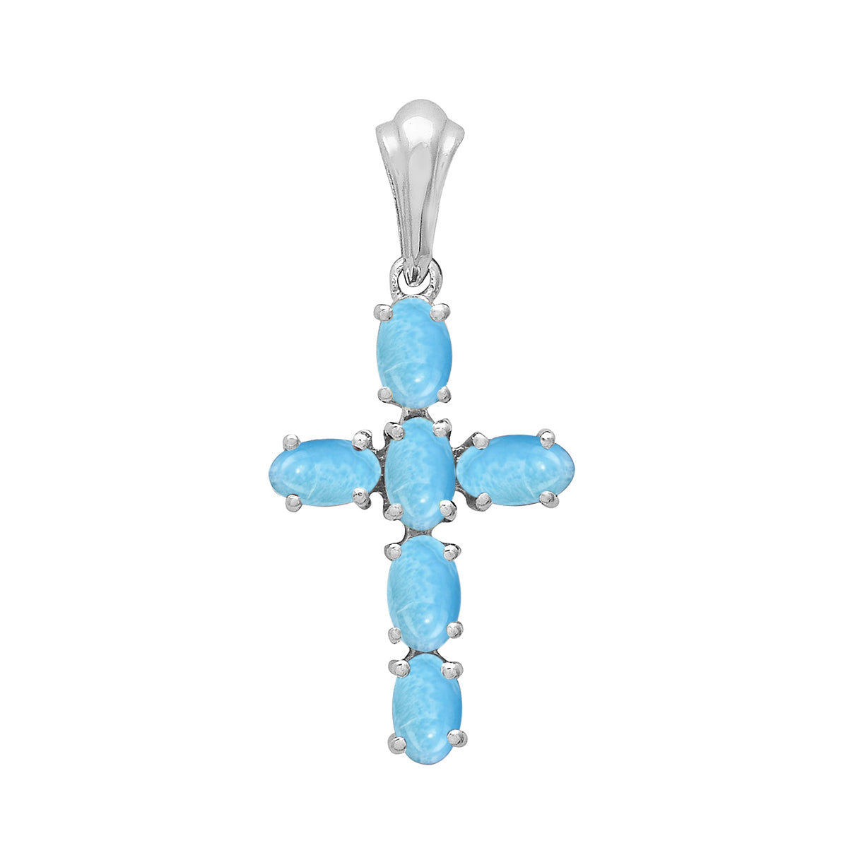 Multi Stone Religious Cross Pendant -Sterling Silver
