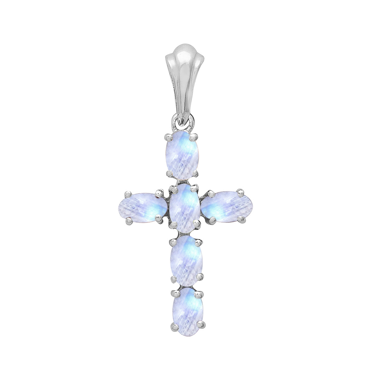 Multi Stone Religious Cross Pendant -Sterling Silver