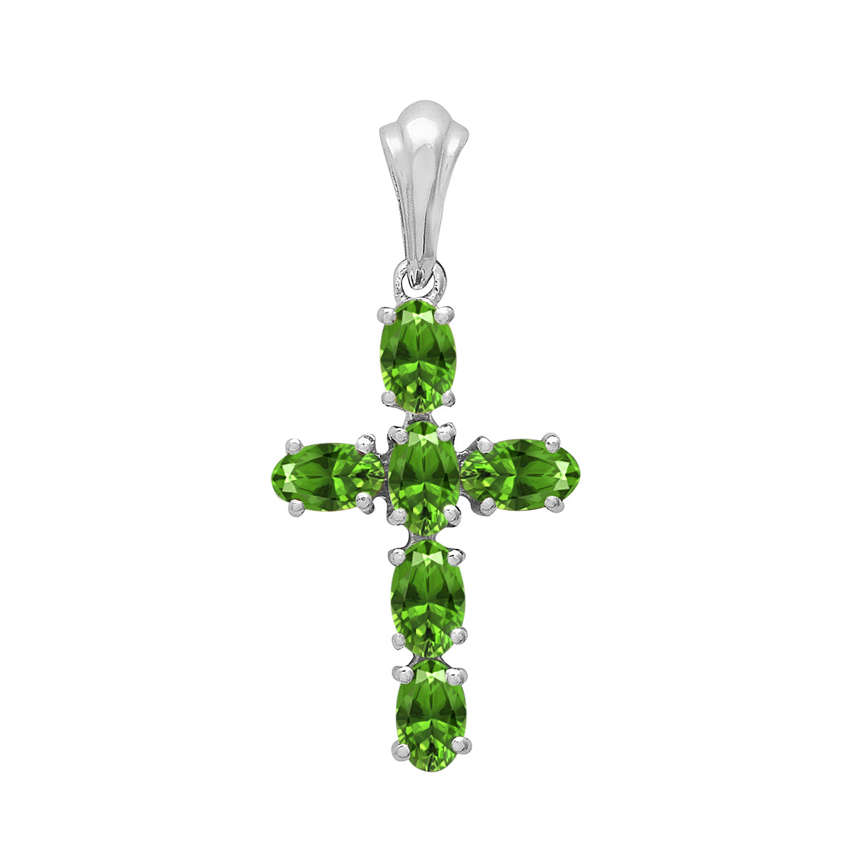 Multi Stone Religious Cross Pendant -Sterling Silver