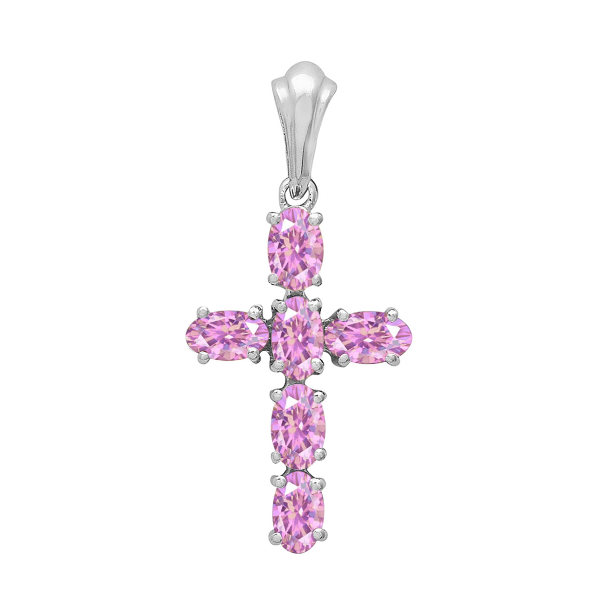 Multi Stone Religious Cross Pendant -Sterling Silver