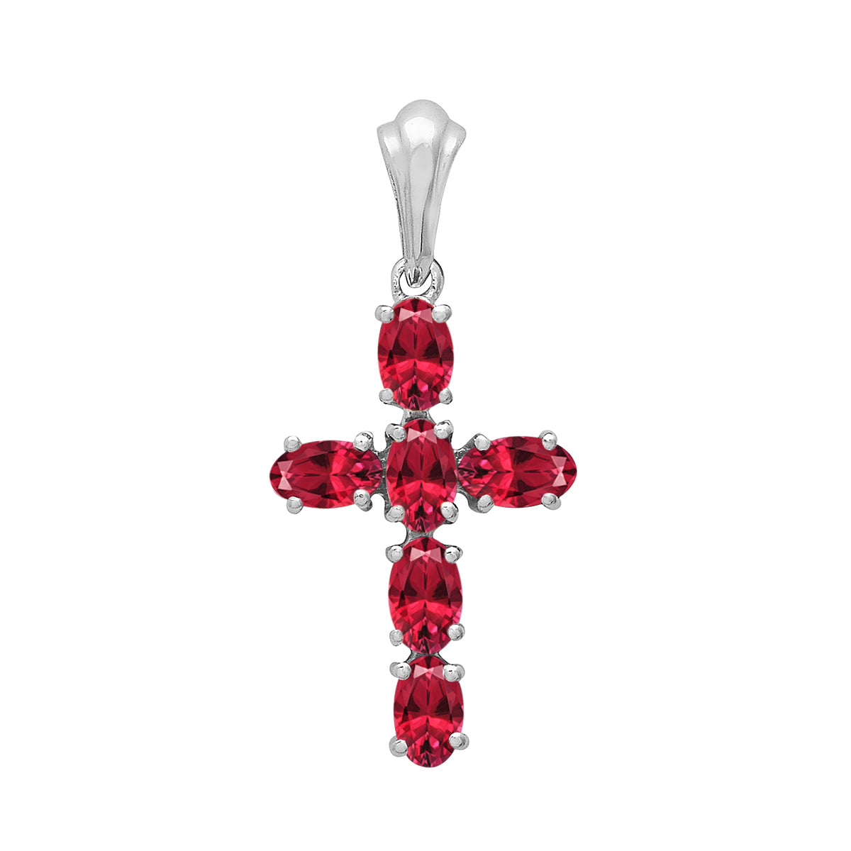 Multi Stone Religious Cross Pendant -Sterling Silver