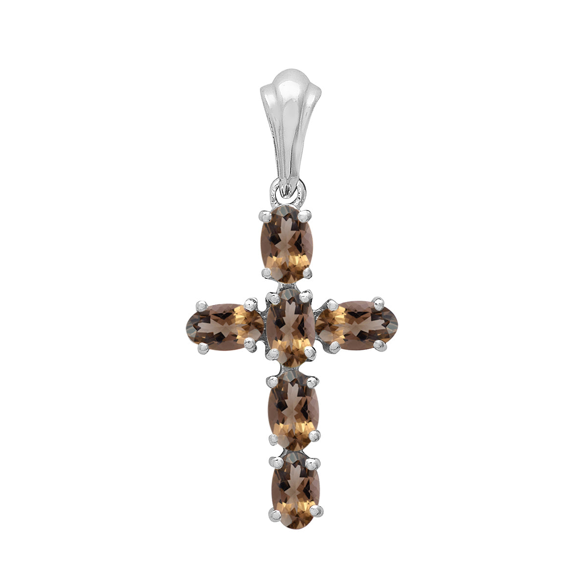 Multi Stone Religious Cross Pendant -Sterling Silver
