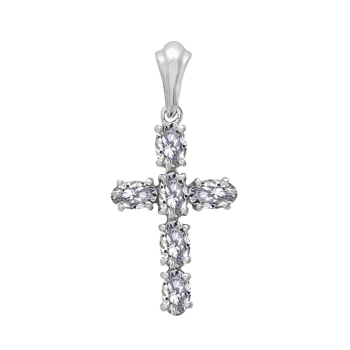 Multi Stone Religious Cross Pendant -Sterling Silver