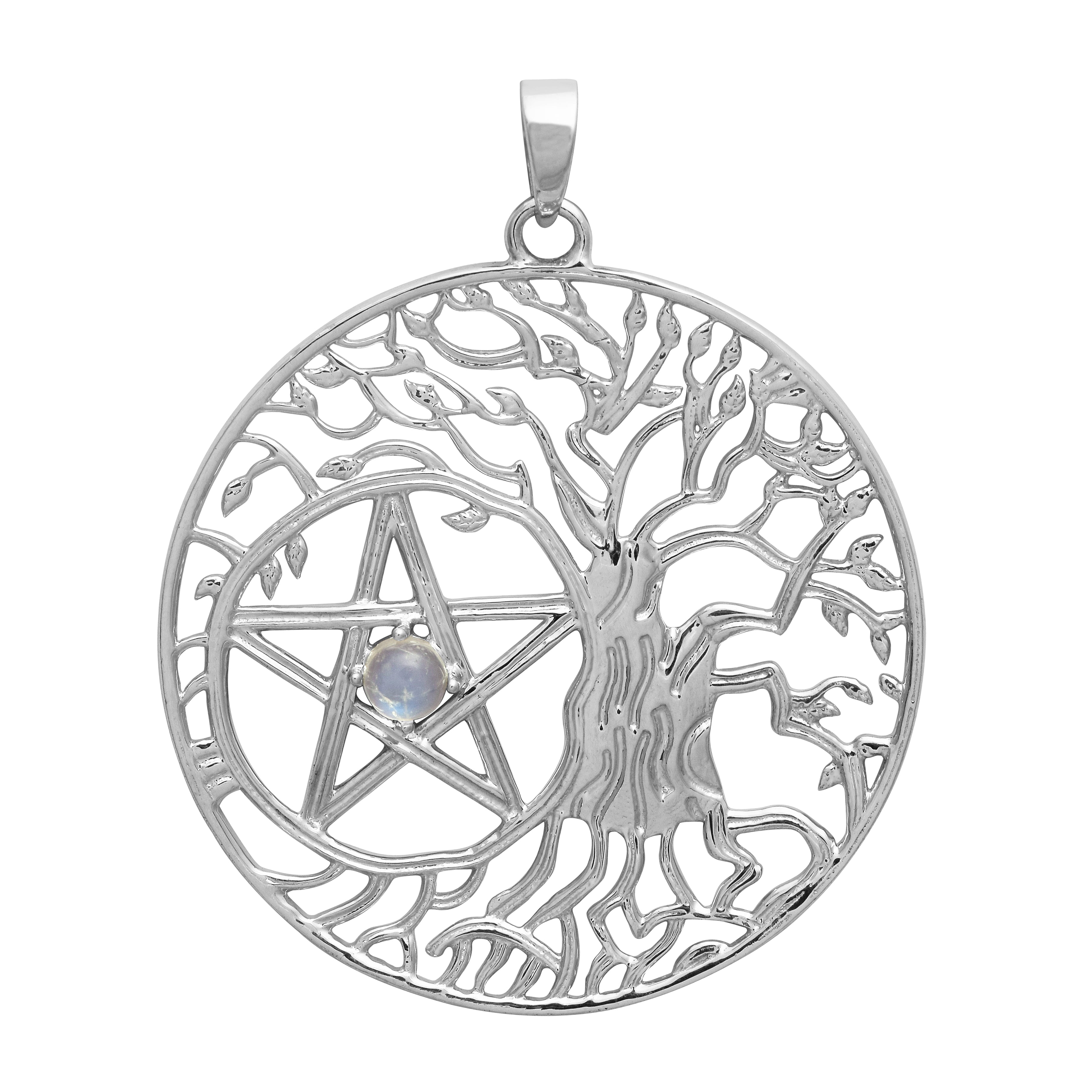 Ciondolo in pietra di luna arcobaleno ispirato all'albero della vita