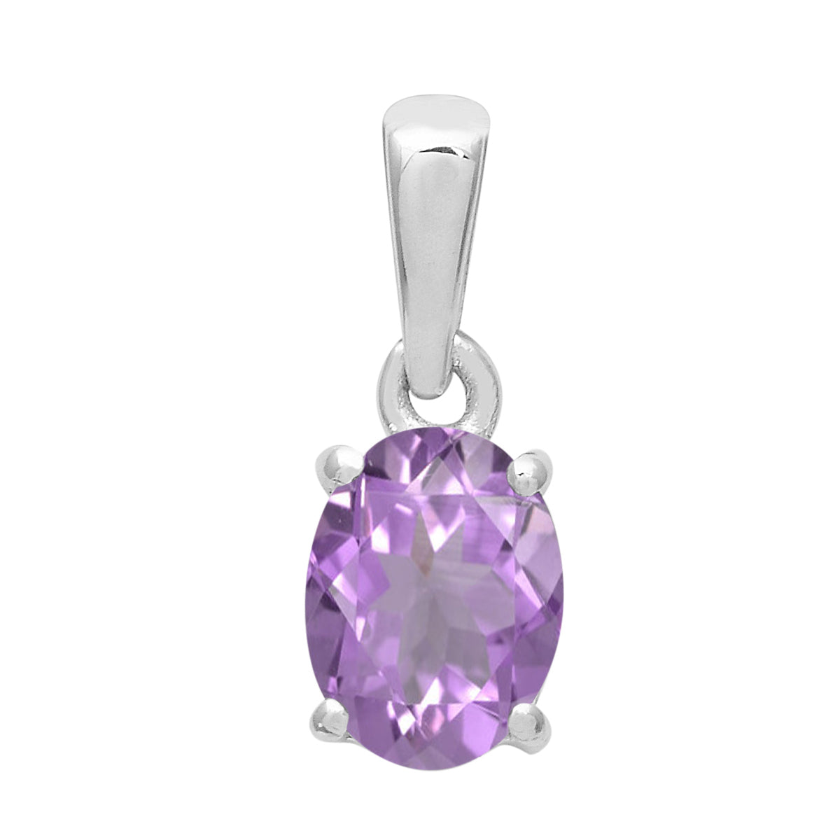 Multi Stone Oval Solitaire Pendant - Sterling Silver