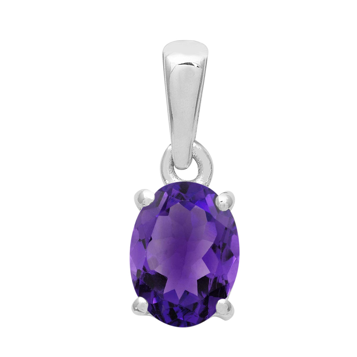 Multi Stone Oval Solitaire Pendant - Sterling Silver