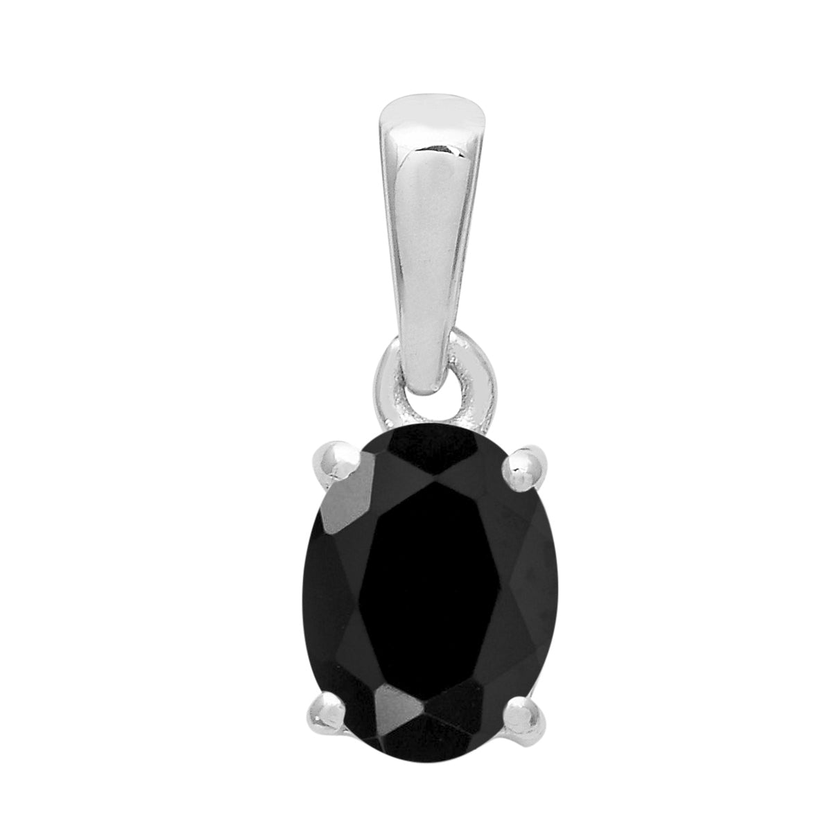 Multi Stone Oval Solitaire Pendant - Sterling Silver