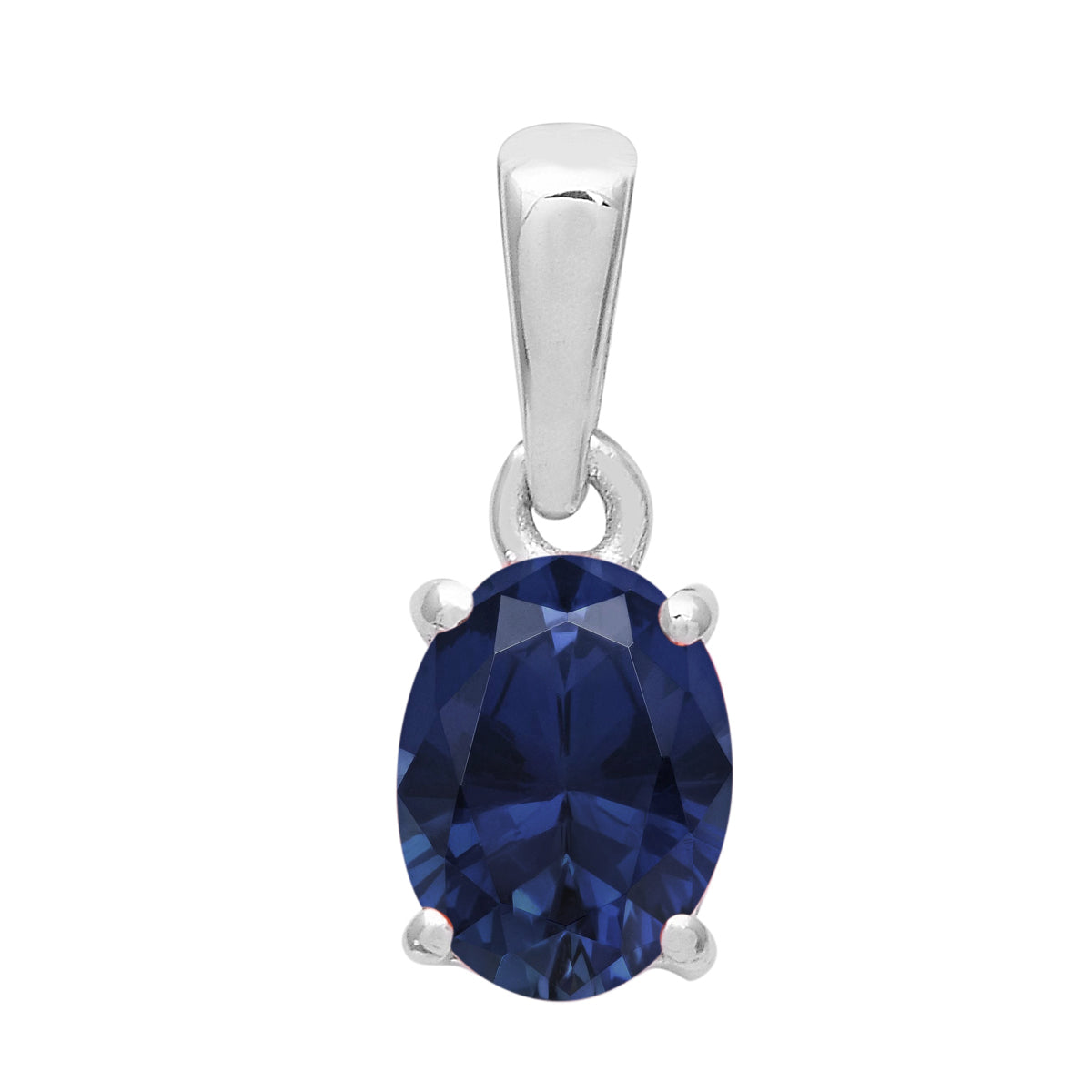 Multi Stone Oval Solitaire Pendant - Sterling Silver