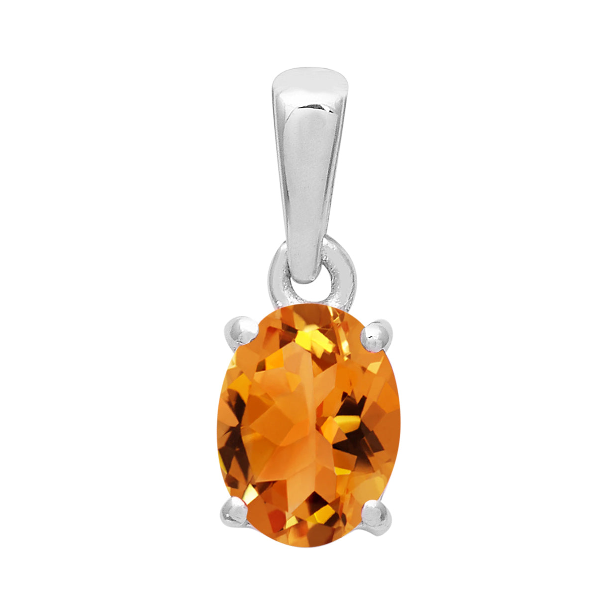 Multi Stone Oval Solitaire Pendant - Sterling Silver
