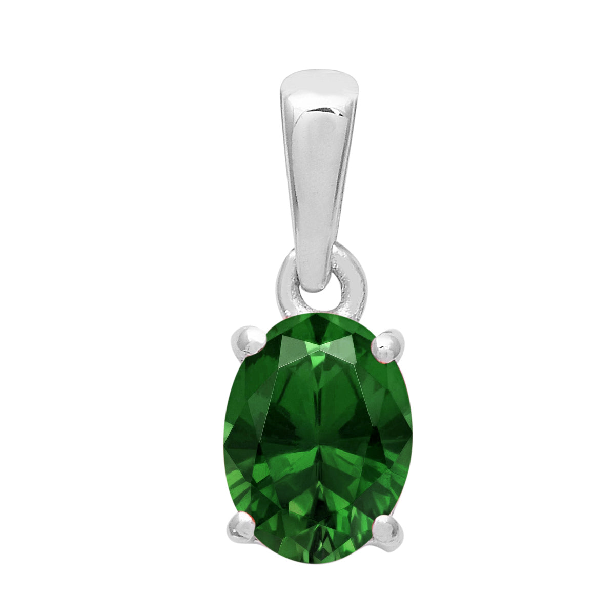 Multi Stone Oval Solitaire Pendant - Sterling Silver