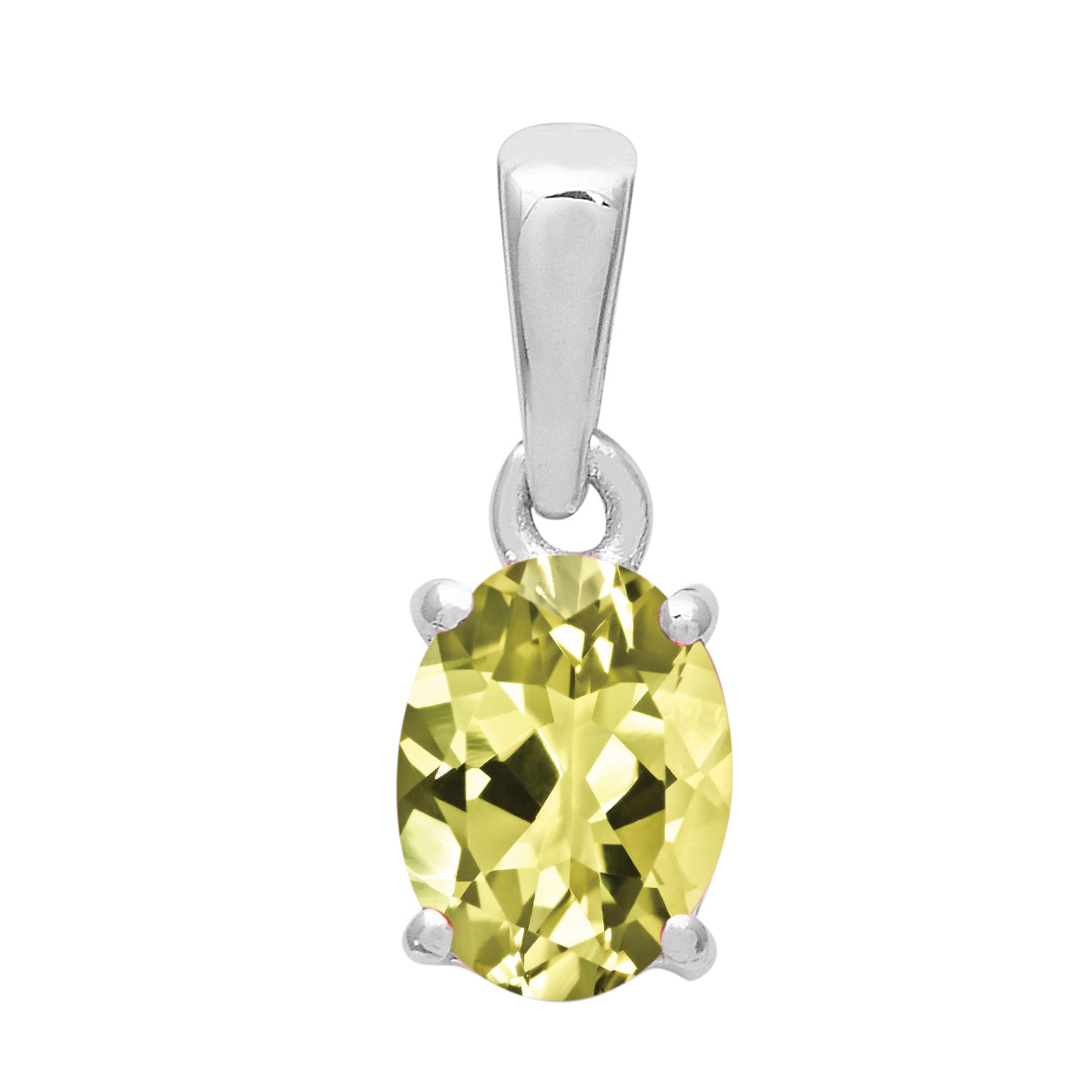 Multi Stone Oval Solitaire Pendant - Sterling Silver