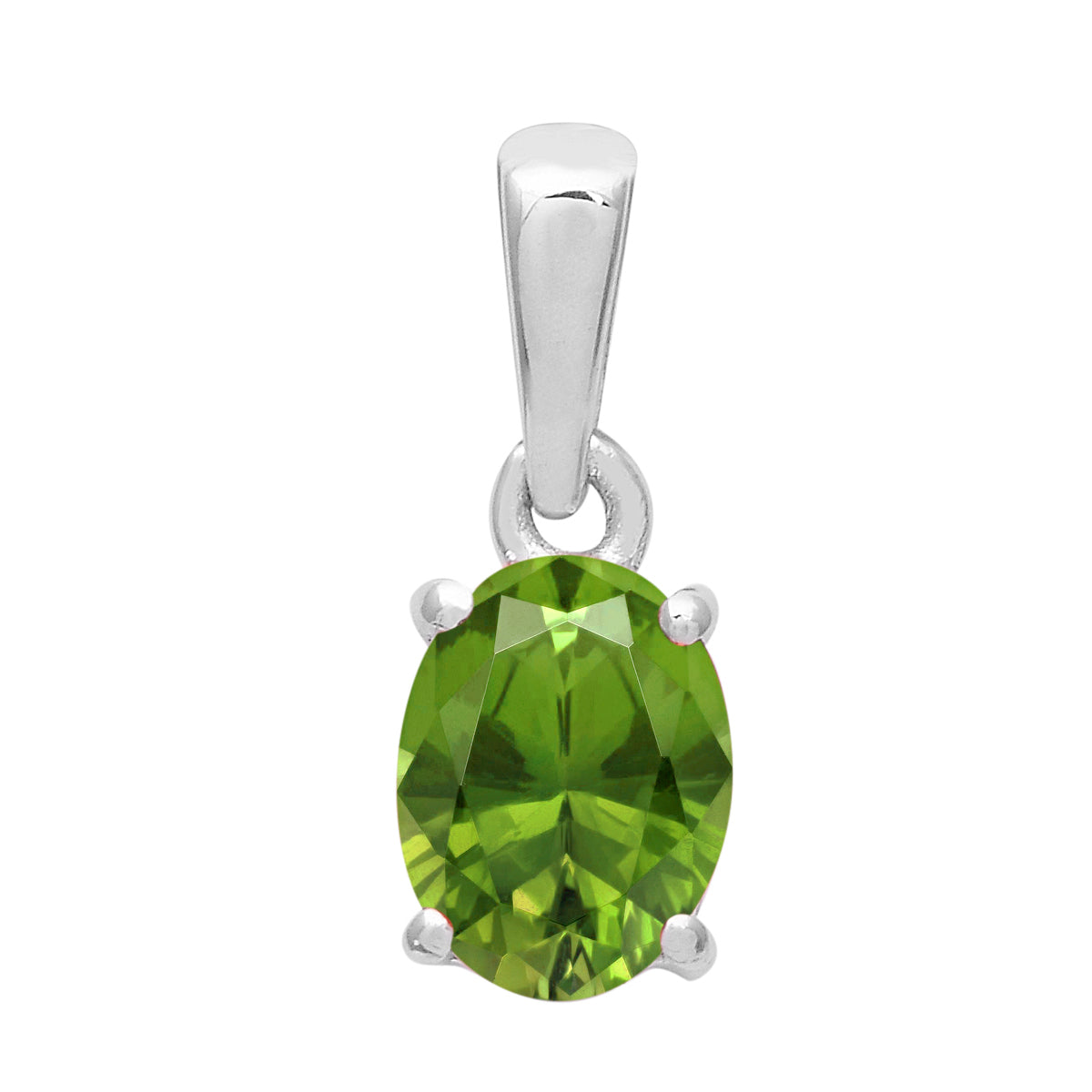 Multi Stone Oval Solitaire Pendant - Sterling Silver