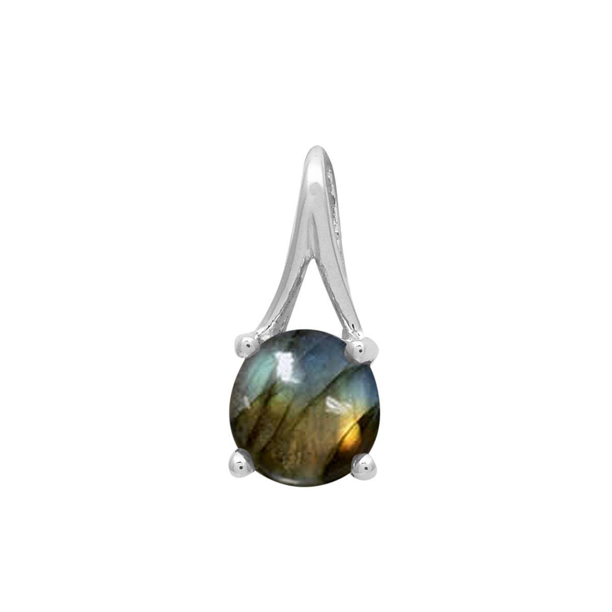 Multi Stone Round Solitaire Pendant - Sterling Silver