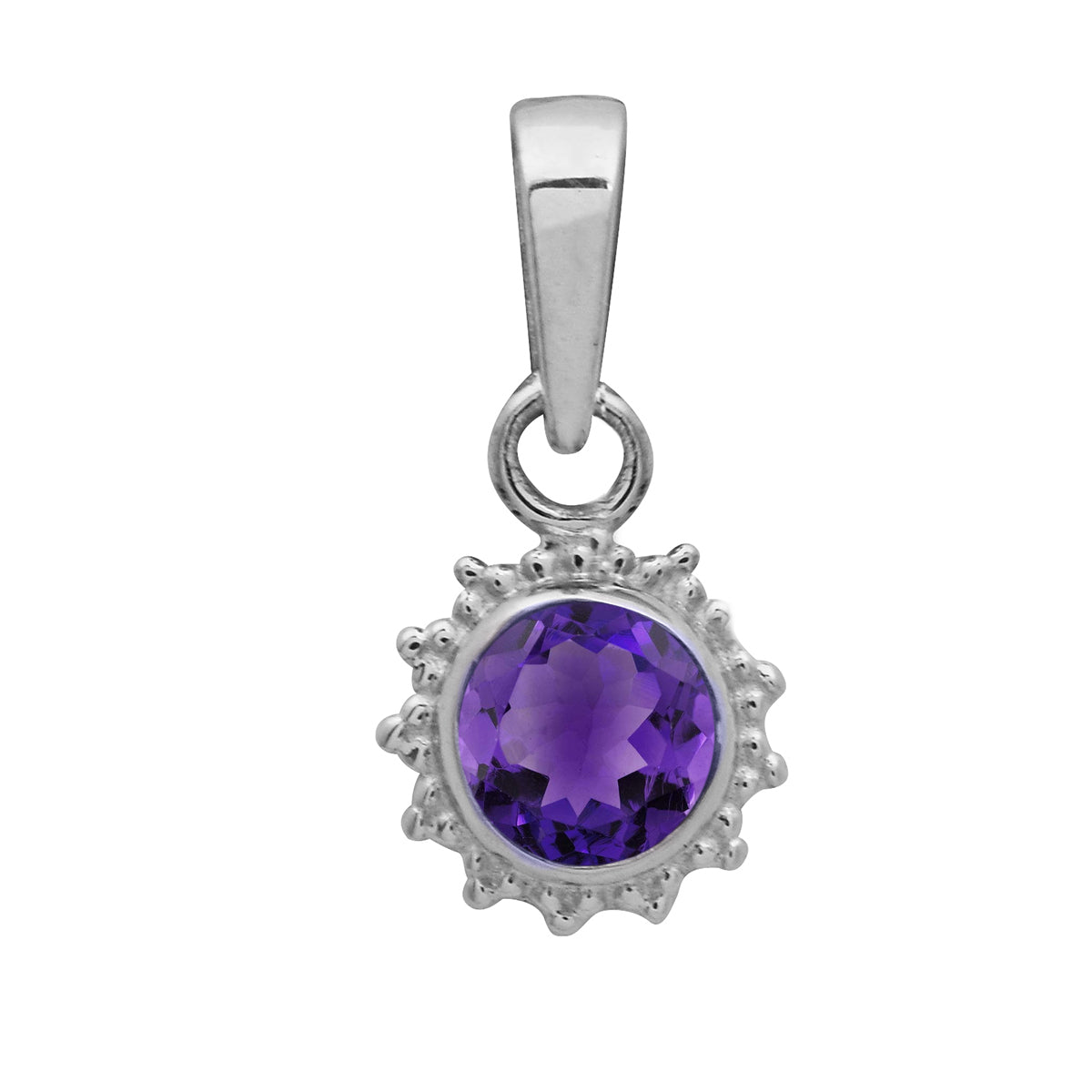 Multi Stone Sunburst Round Pendant - Sterling Silver