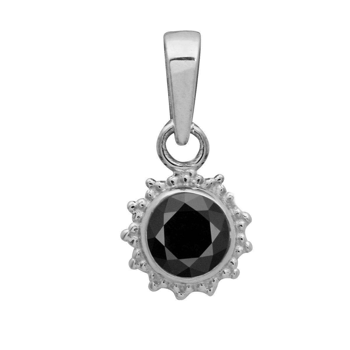 Multi Stone Sunburst Round Pendant - Sterling Silver