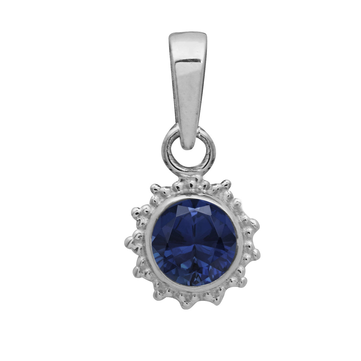 Multi Stone Sunburst Round Pendant - Sterling Silver