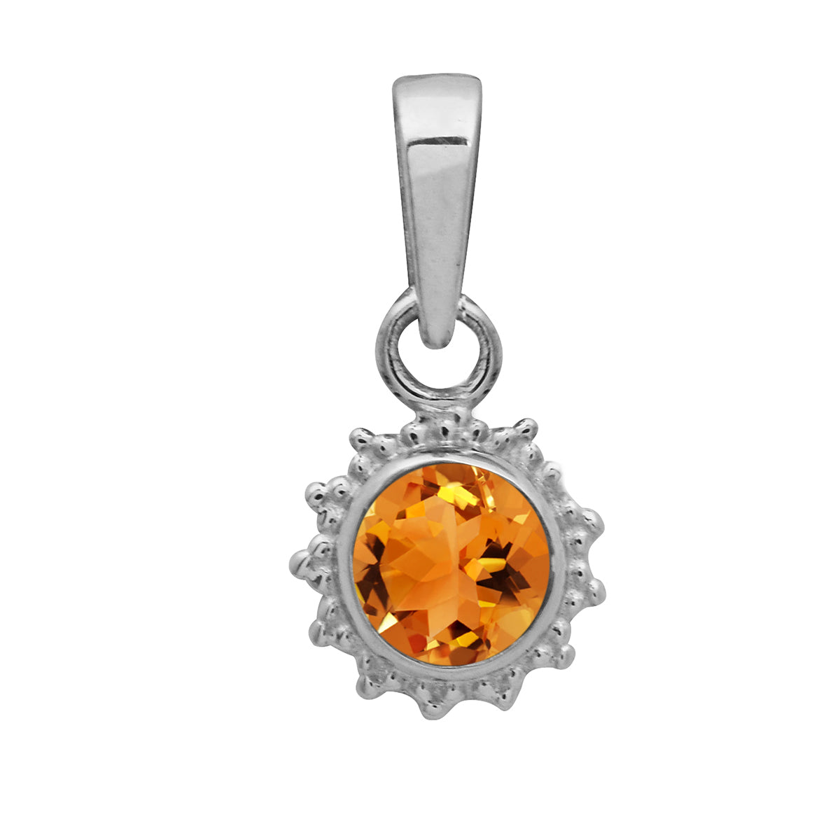Multi Stone Sunburst Round Pendant - Sterling Silver