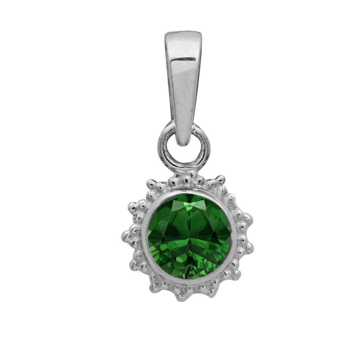 Multi Stone Sunburst Round Pendant - Sterling Silver