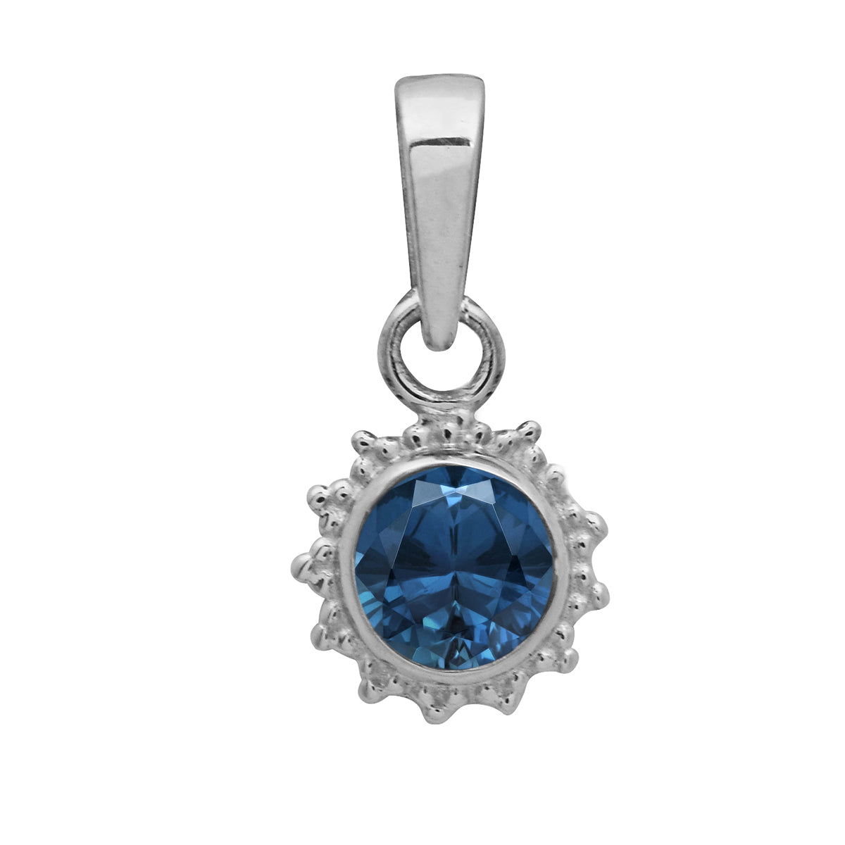 Multi Stone Sunburst Round Pendant - Sterling Silver