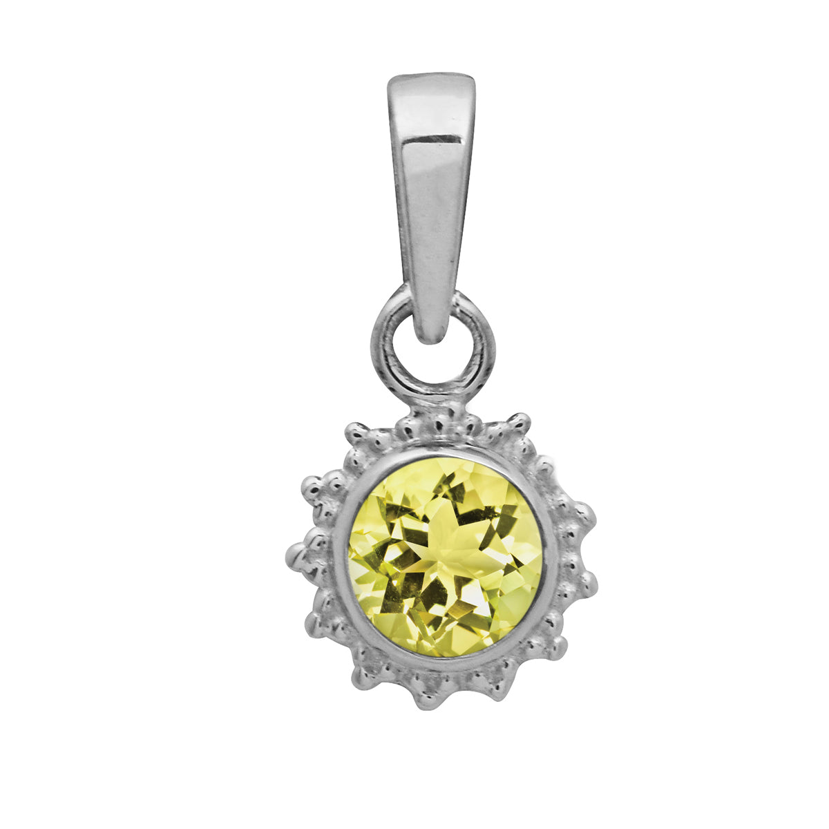 Multi Stone Sunburst Round Pendant - Sterling Silver