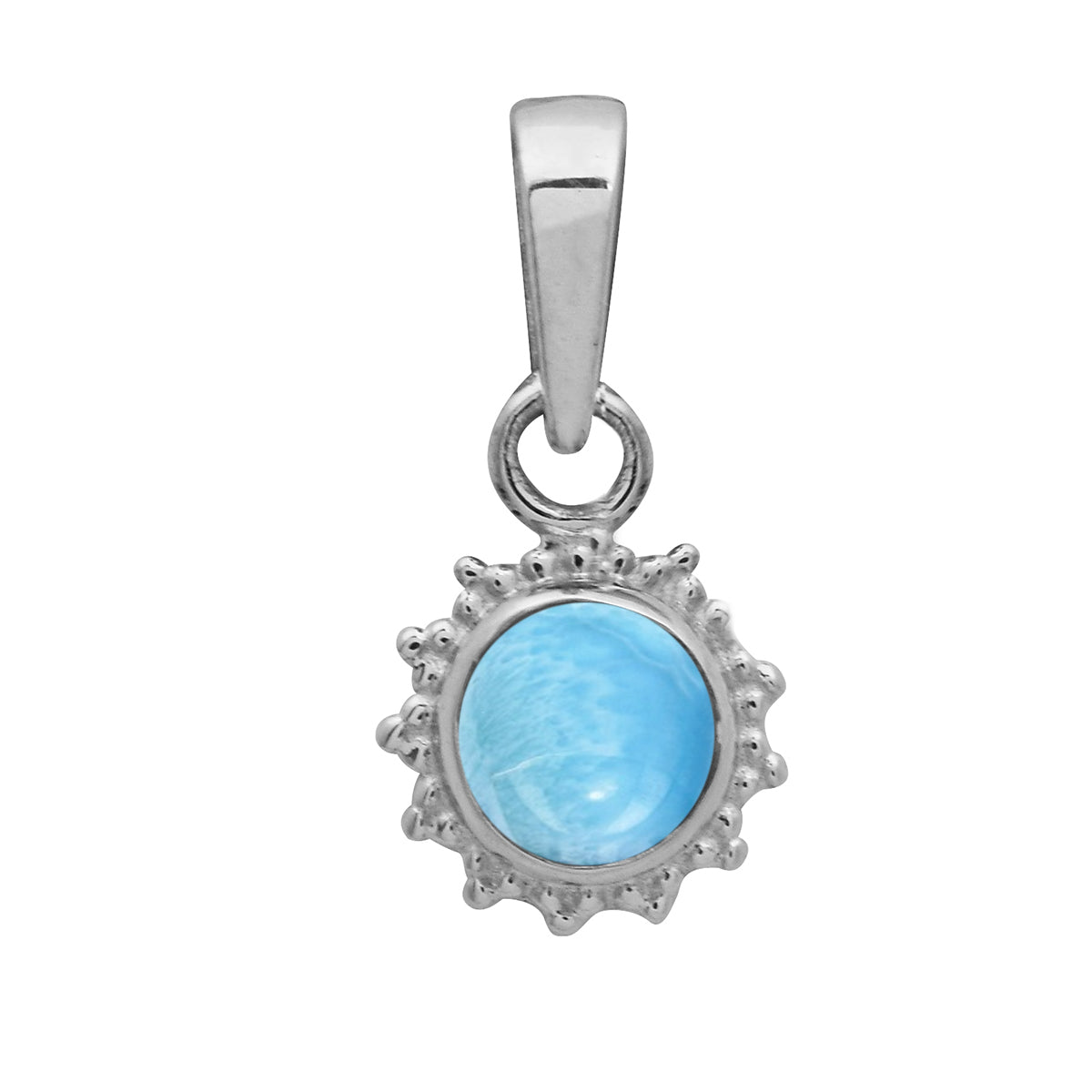 Multi Stone Sunburst Round Pendant - Sterling Silver