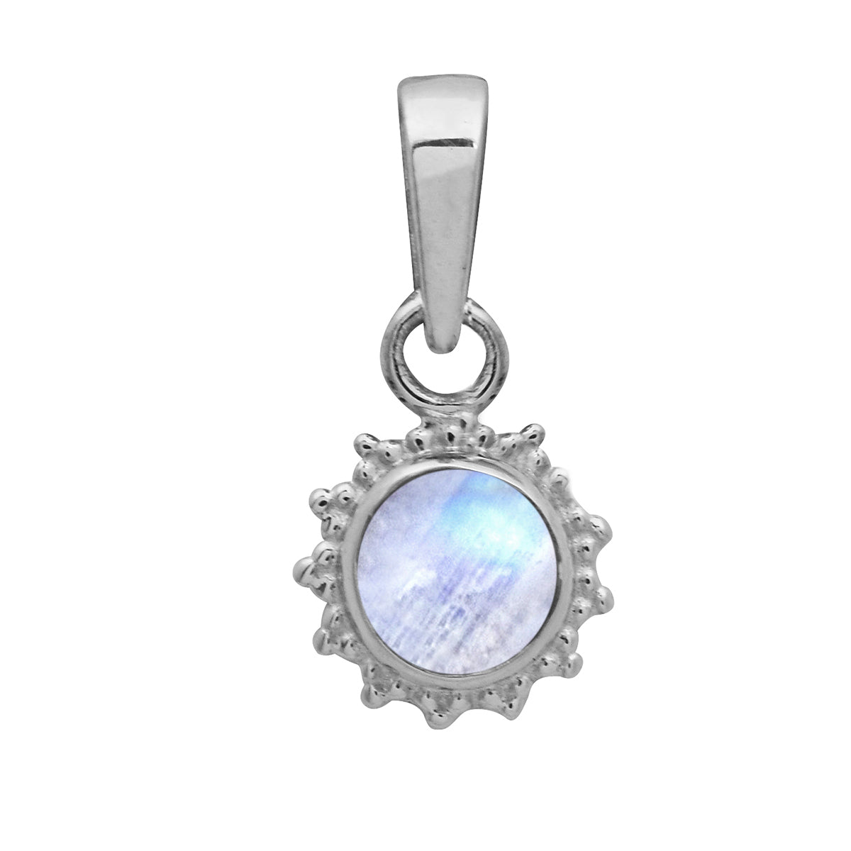Multi Stone Sunburst Round Pendant - Sterling Silver