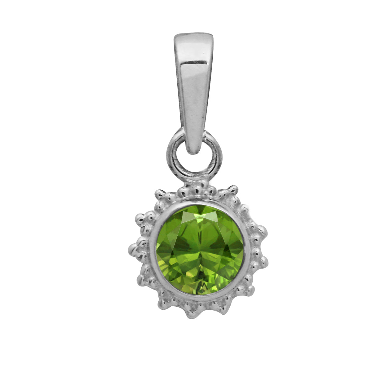 Multi Stone Sunburst Round Pendant - Sterling Silver
