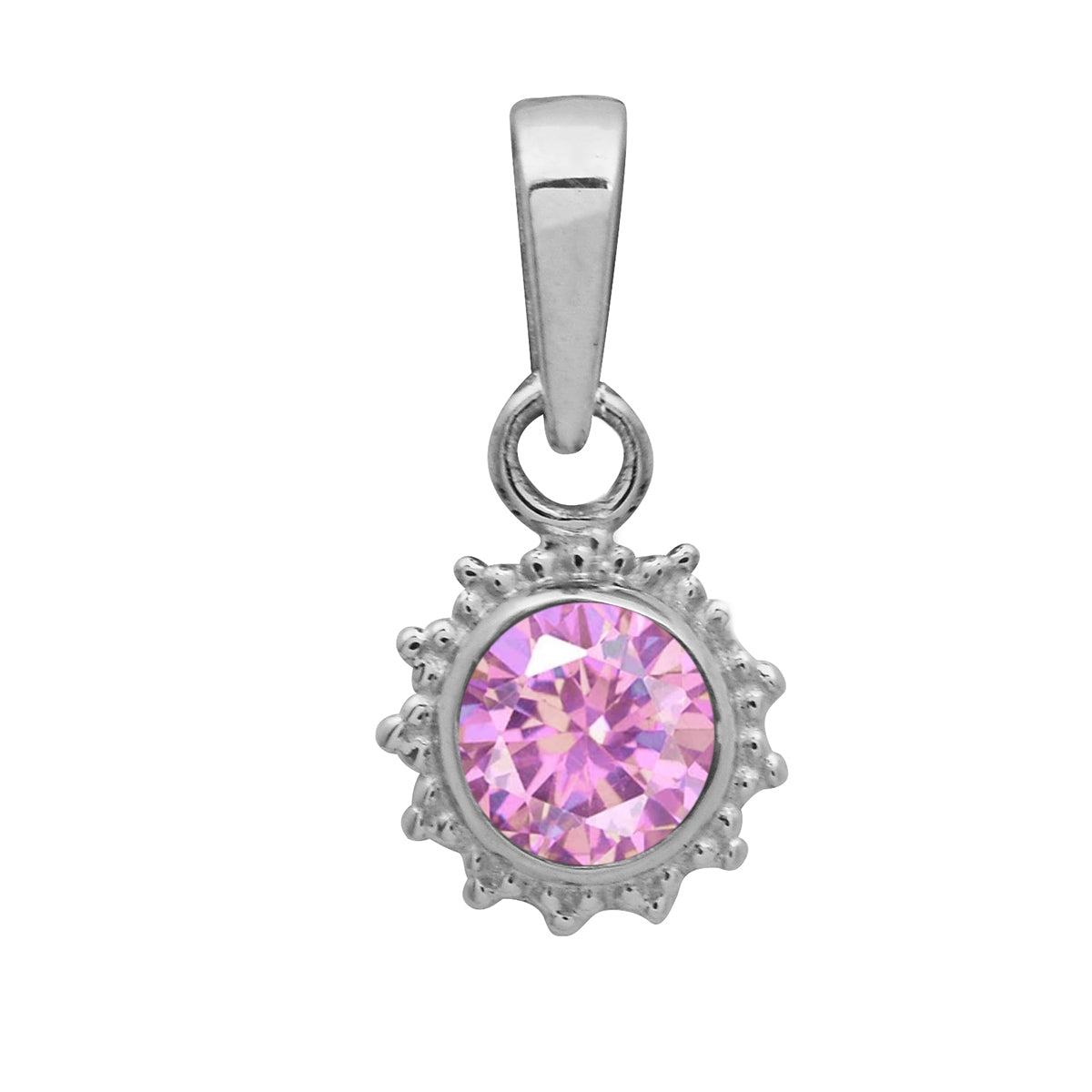 Multi Stone Sunburst Round Pendant - Sterling Silver