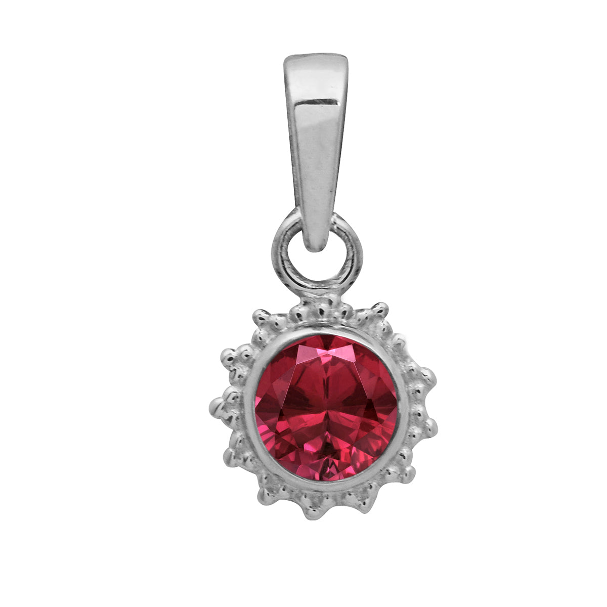 Multi Stone Sunburst Round Pendant - Sterling Silver