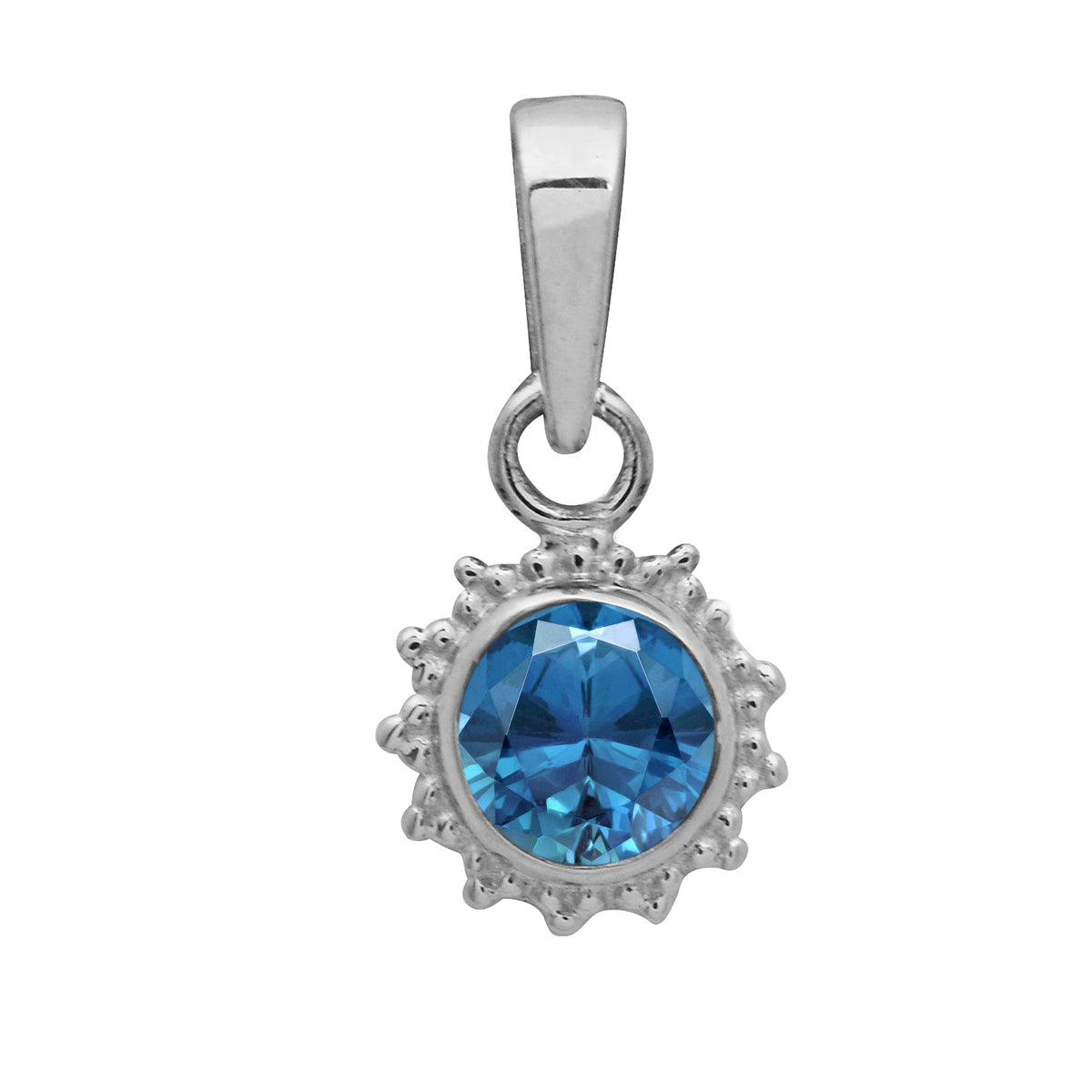 Multi Stone Sunburst Round Pendant - Sterling Silver
