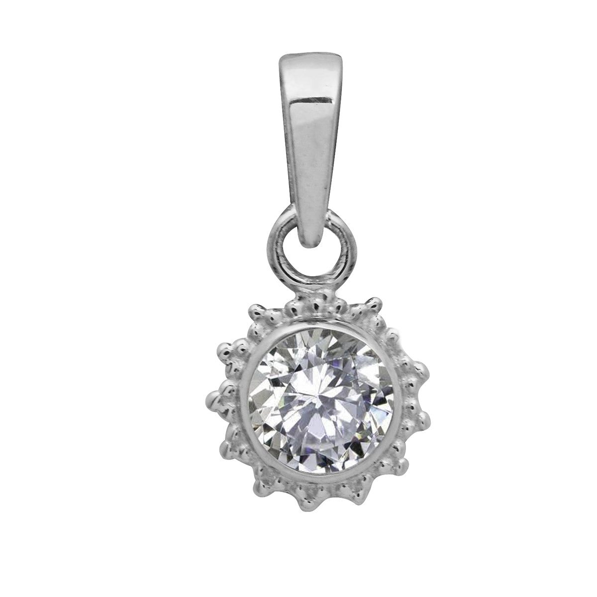 Multi Stone Sunburst Round Pendant - Sterling Silver
