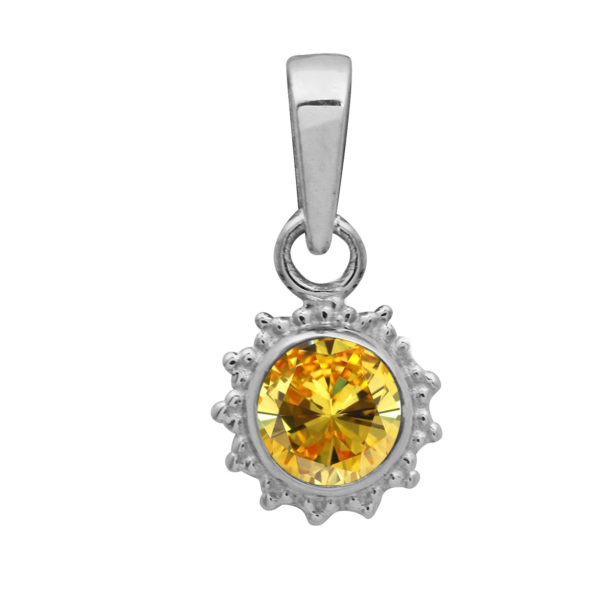 Multi Stone Sunburst Round Pendant - Sterling Silver