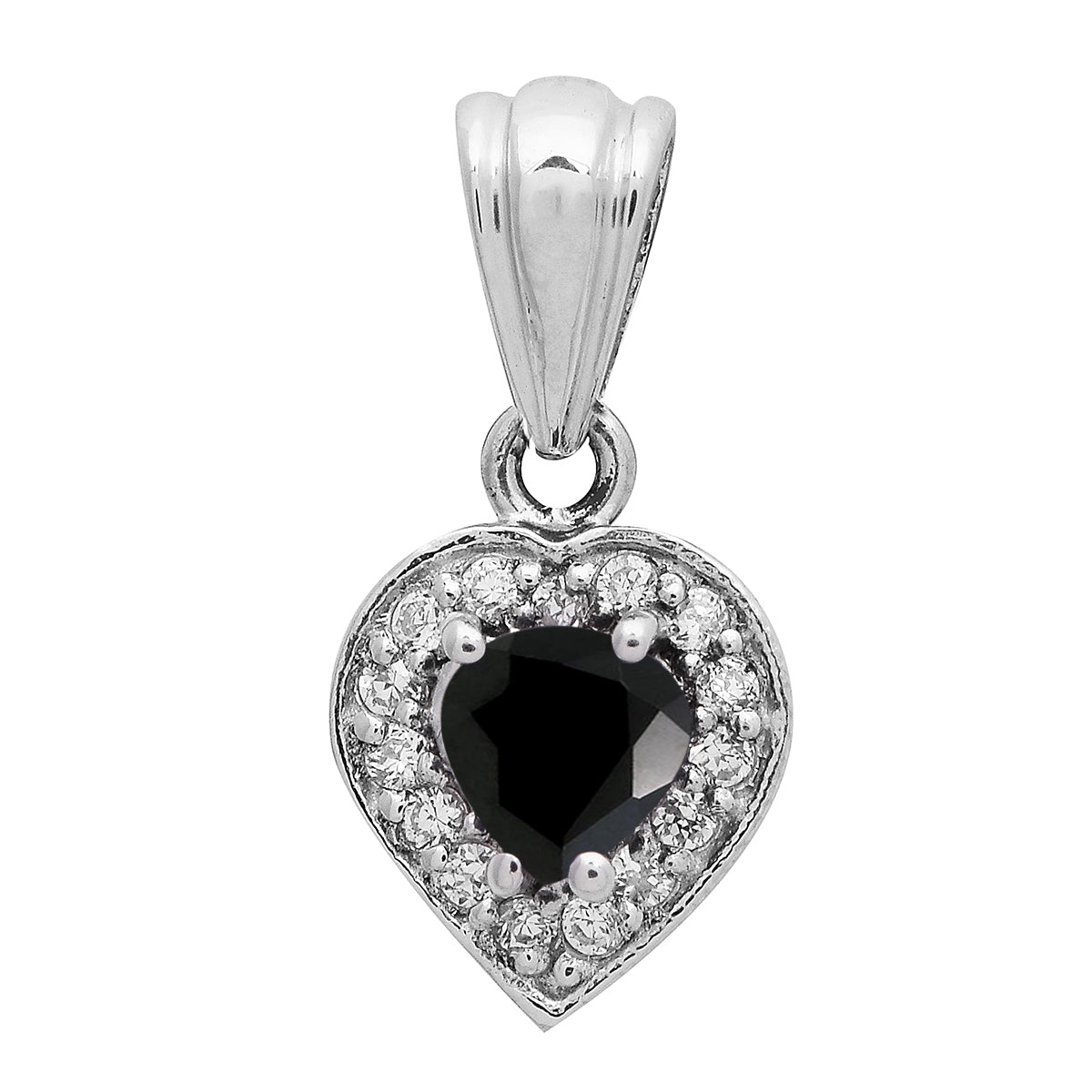 Multi Stone Heart-Shaped Pendant - Sterling Silver