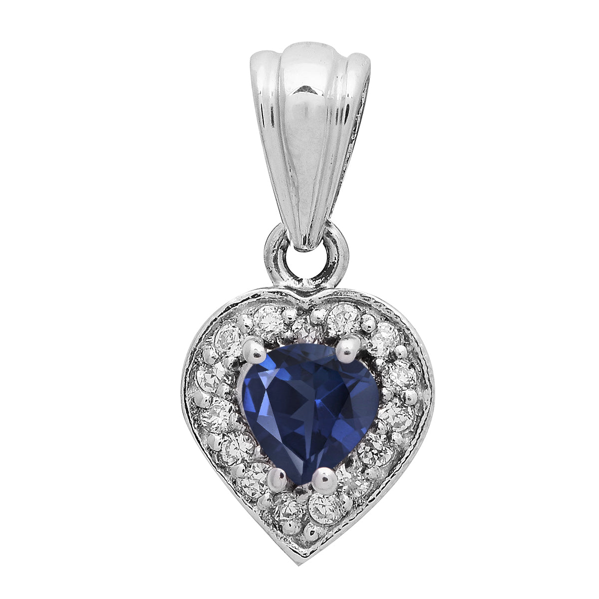 Multi Stone Heart-Shaped Pendant - Sterling Silver