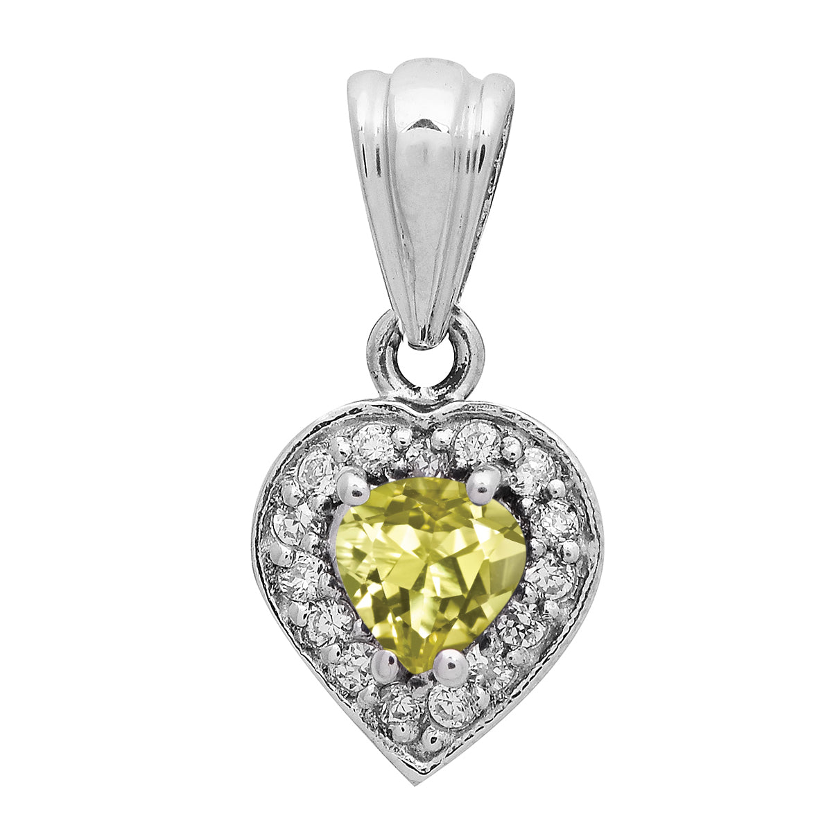 Multi Stone Heart-Shaped Pendant - Sterling Silver