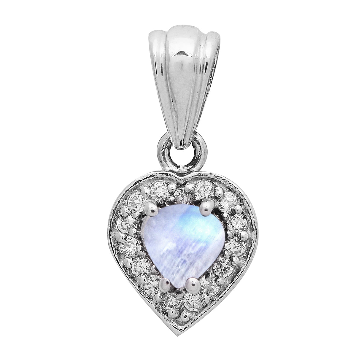 Multi Stone Heart-Shaped Pendant - Sterling Silver