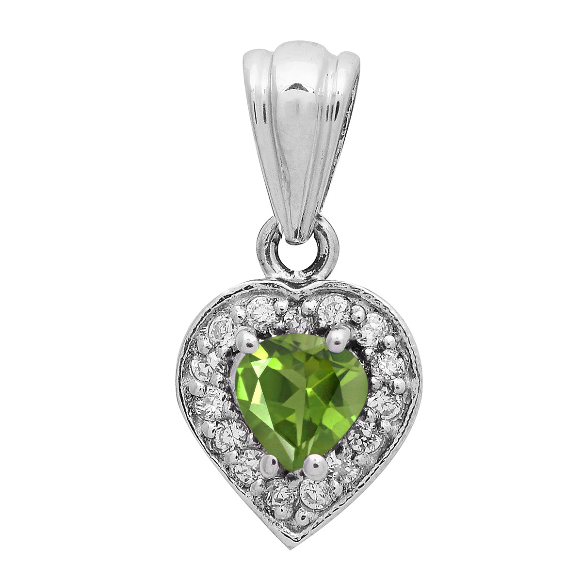 Multi Stone Heart-Shaped Pendant - Sterling Silver